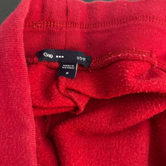 GAP‎ Womens Trackpants Size S Red Wide Leg Fleece Low Rise Baggy Spellout Y2k - Picture 6 of 10